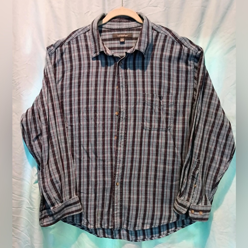 croft & barrow Blue and Black Plaid Button-Down Shirt